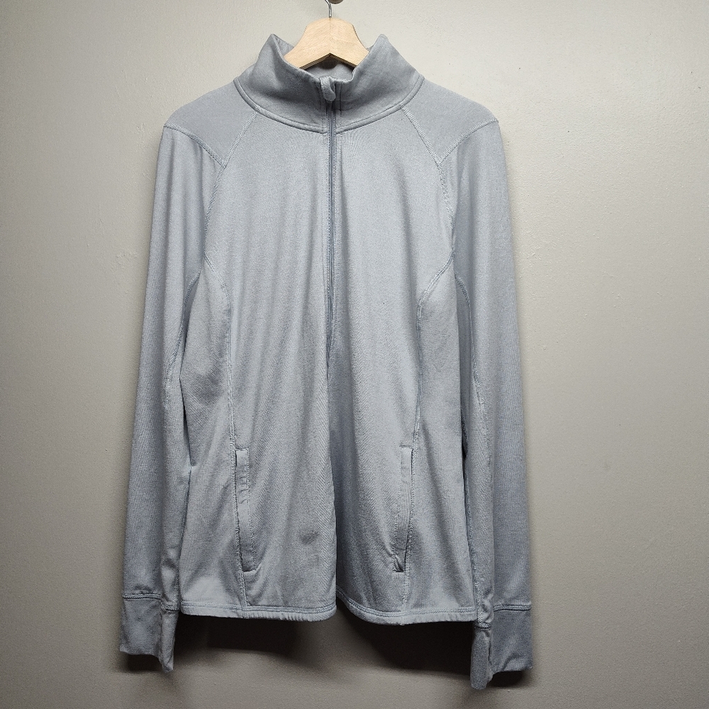 Old Navy Active Full Zip Jacket Women Size XL Gray High Neck Athleisure Workout